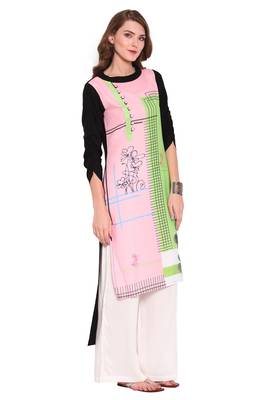 Baby-pink printed faux polyester salwar 3