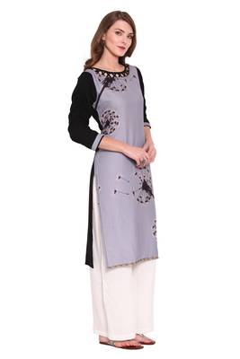 Grey printed faux polyester salwar 2