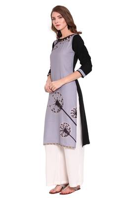 Grey printed faux polyester salwar 3