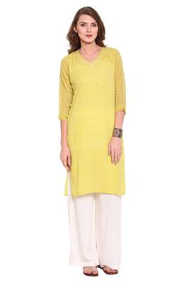 Yellow printed faux lurex salwar 1