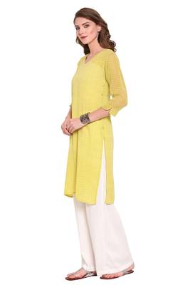 Yellow printed faux lurex salwar 2