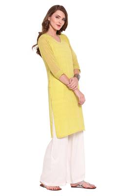 Yellow printed faux lurex salwar 3