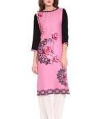 Pink printed faux polyester salwar