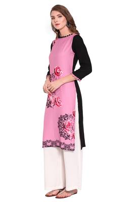 Pink printed faux polyester salwar 2