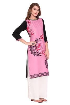 Pink printed faux polyester salwar 3
