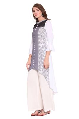 Grey printed faux polyester salwar 2