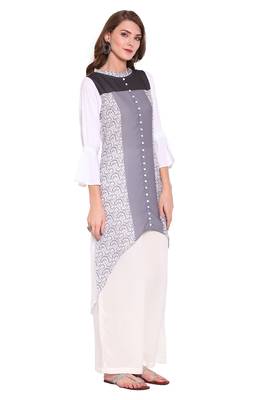 Grey printed faux polyester salwar 3