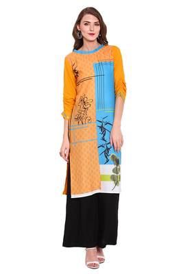 Yellow printed faux polyester salwar 1