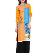 Yellow printed faux polyester salwar
