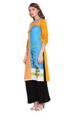 Yellow printed faux polyester salwar 2