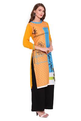 Yellow printed faux polyester salwar 3
