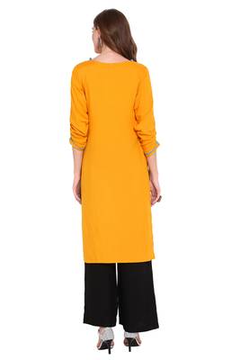 Yellow printed faux polyester salwar 4