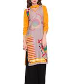 Yellow printed faux polyester salwar
