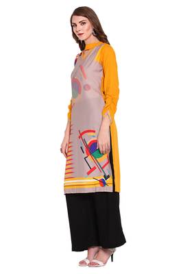 Yellow printed faux polyester salwar 2