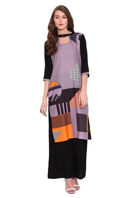 Purple printed faux polyester salwar 1