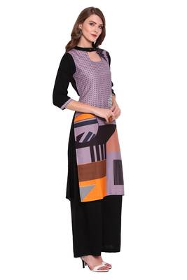 Purple printed faux polyester salwar 3