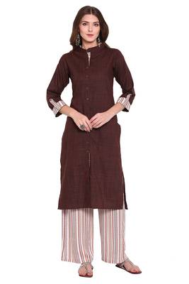 Brown printed viscose salwar 1