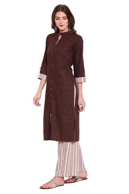 Brown printed viscose salwar 2