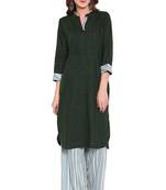 Dark-green printed viscose salwar