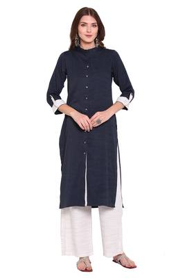 Dark-blue printed viscose salwar 1