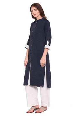 Dark-blue printed viscose salwar 2