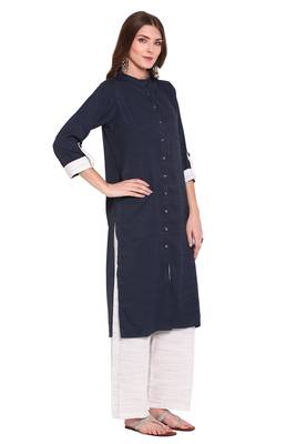 Dark-blue printed viscose salwar 3