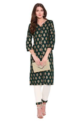 Dark-green printed rayon salwar 1