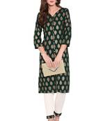 Dark-green printed rayon salwar