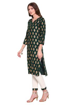 Dark-green printed rayon salwar 2