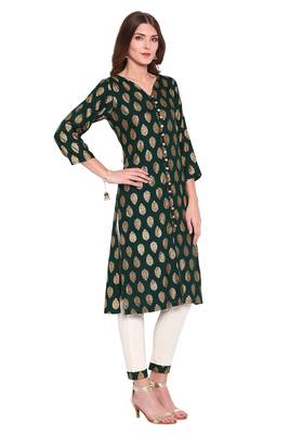 Dark-green printed rayon salwar 3
