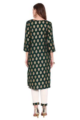 Dark-green printed rayon salwar 4