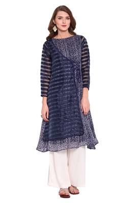 Blue printed faux polyester salwar 1