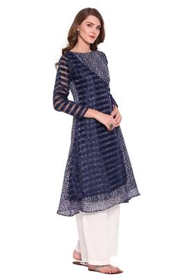 Blue printed faux polyester salwar 2