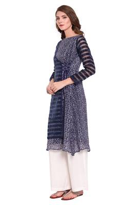 Blue printed faux polyester salwar 3