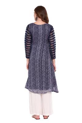 Blue printed faux polyester salwar 4