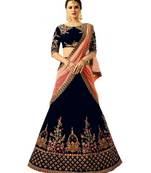 Neavy Blue Embroidered Satin With Blouse Stylish Lahengha Choli