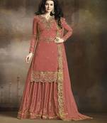 Peach embroidered silk salwar