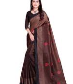 Brown printed shimmer saree with blouse