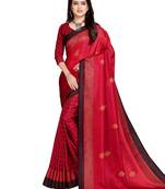 Red printed shimmer saree with blouse
