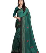 Green printed shimmer saree with blouse