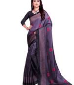 Purple printed shimmer saree with blouse