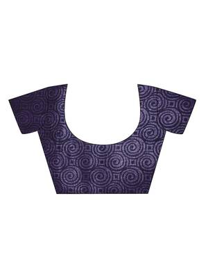 Purple printed shimmer saree with blouse 4