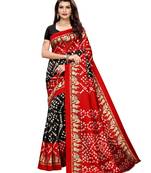 Red Printed Poly Silk Saree With Blouse