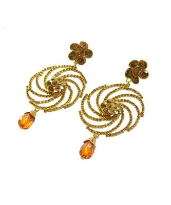 Riche Antique Gold Stone Studded  Earrings  For Women 2