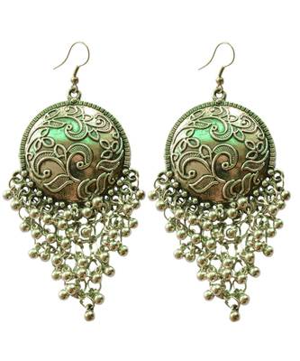 Antique Silver Coin Inspired Boho Dangler Earrings For Women 1