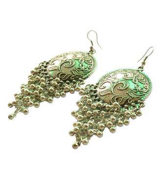 Antique Silver Coin Inspired Boho Dangler Earrings For Women 3