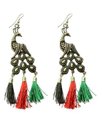 Colour Delight Peacock  Tassle Dangler Earrings For Women 1