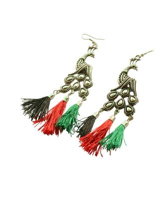 Colour Delight Peacock  Tassle Dangler Earrings For Women 3