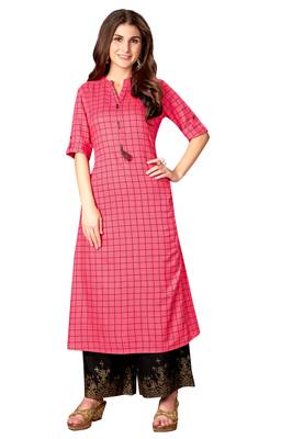 Grey Rayon Cotton Printed A Line Kurta 1