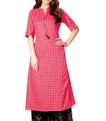 Grey Rayon Cotton Printed A Line Kurta